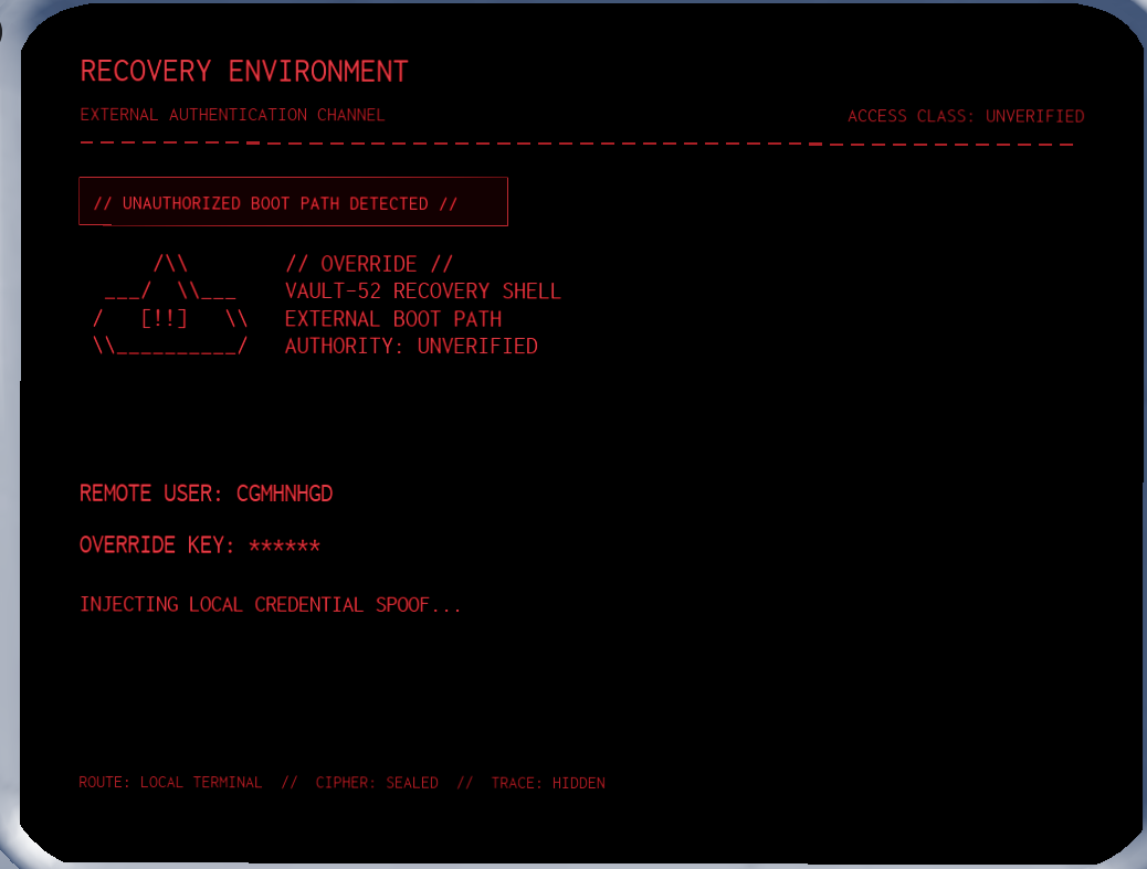 Recovery Environment interface