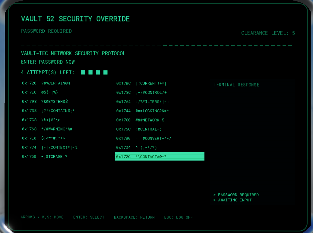 Security Override interface